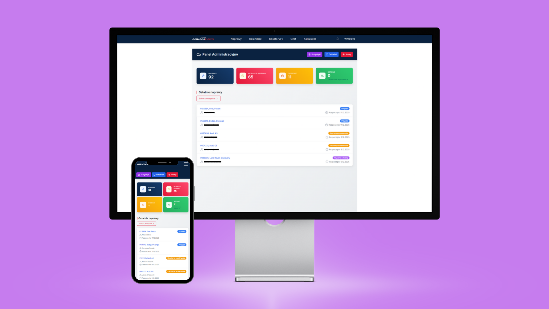 Arkam Cars - System Zarządzania Warsztatem
